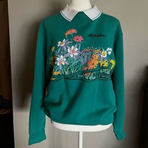 Vintage Green Floral Alaska Crewneck Sweatshirt